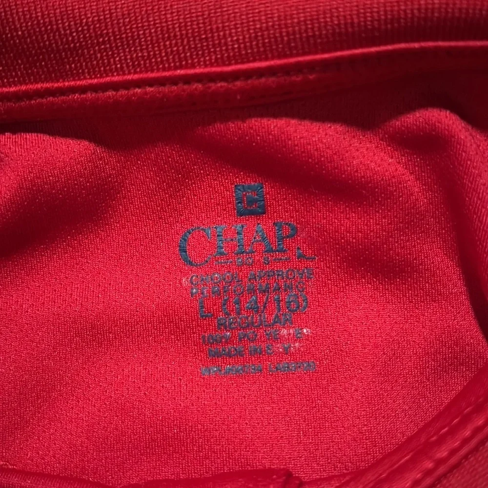 Boys 14/16 large red short sleeve polo shirt with collar and two buttons